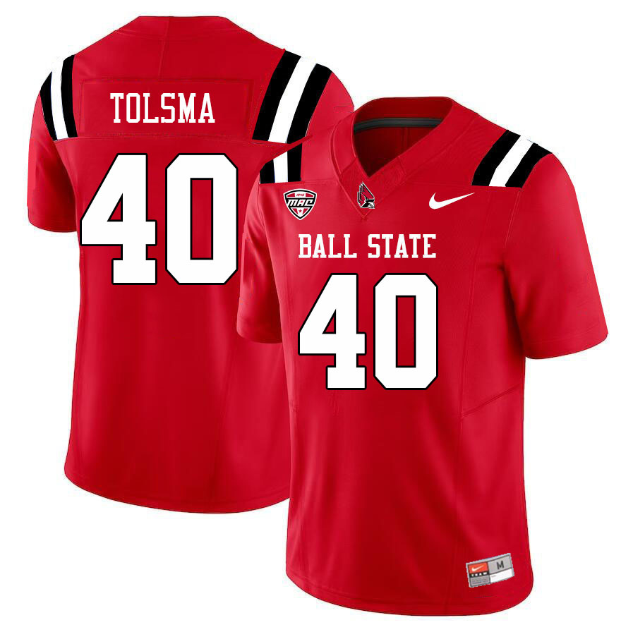Ball State Cardinals #40 Riley Tolsma College Football Jerseys Stitched-Cardinal